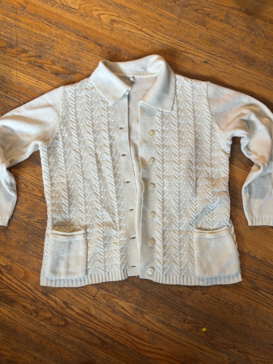 Vintage Other - Vintage Cream Button-Front Knit Cardigan